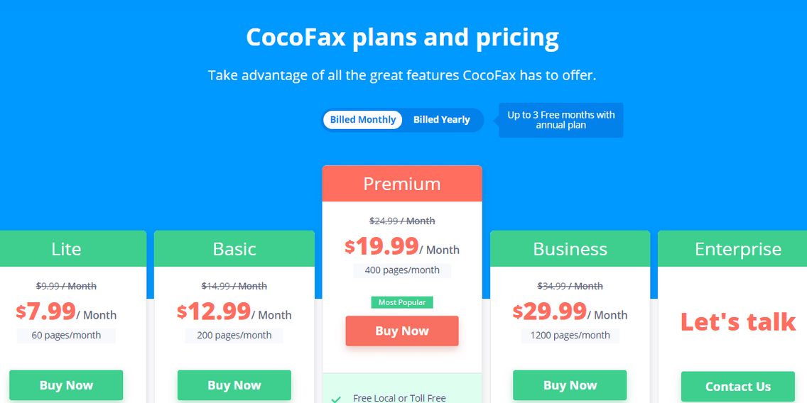 CocoFax’s pricing